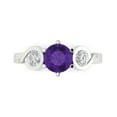 thumbnail image 1 of 1.72 ct Round Cut Natural Amethyst Three-Stone Engagement Ring for Women in 18K White Gold, 1 of 5