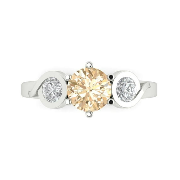 1.72 ctw 3 Stone Anniversary Ring for Women | Round Cut Natural Morganite | Hyperallergenic Solid 18K White Gold