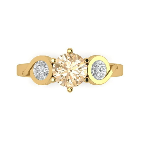 1.72 ctw 3 Stone Anniversary Ring for Women | Round Cut Natural Morganite | Hyperallergenic Solid 18K Yellow Gold