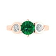 thumbnail image 1 of 1.72 ctw 3 Stone Anniversary Ring for Women | Round Cut Simulated Emerald | Hyperallergenic Solid 18K Rose Gold, 1 of 5