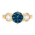 thumbnail image 1 of 1.72 ct Round Cut Natural London Blue Topaz 3 Stone 14K Yellow Gold Womens Engagement Ring, 1 of 6