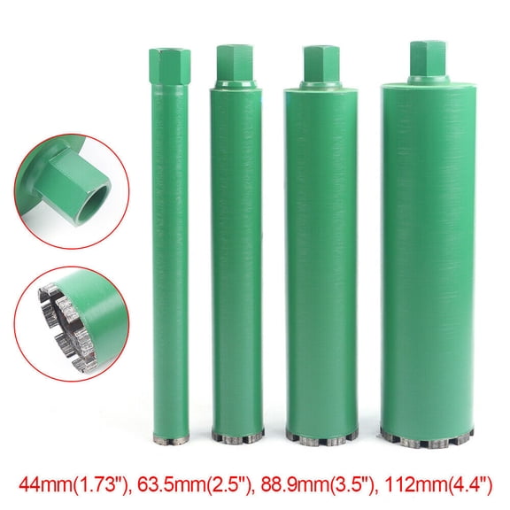 1.73" 2.5" 3.5" 4.4" Wet Diamond Core Drill Bit for Concrete Drilling&Coring 4PCS Combo Wet Diamond Core Drill Bit fit Concrete Hole Saw 1.73",2.5",3.5",4.4" for Concrete Premium Green Set