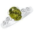 thumbnail image 1 of AFFY (1.73 cttw) Simulated Green Peridot & White Natural Diamond Antique Style Engagement Ring In 14k White Gold With Ring Size 12, 1 of 1