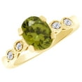 thumbnail image 1 of AFFY (1.73 cttw) Simulated Green Peridot & White Natural Diamond Antique Style Engagement Ring In 14k Yellow Gold With Ring Size 4, 1 of 1