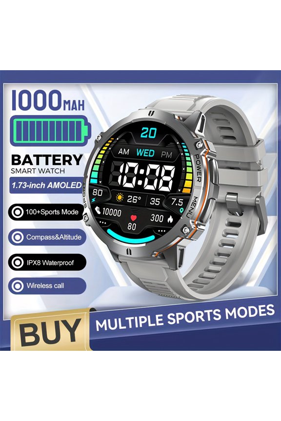 1.73-inch Smart Watch Smart Watch for Men And Women Call/Dial Watch IPX8 GPS Accurate Positioning Pedometer Tracker Fitness Tracker for iPhone And Android Phones - Gift for Men/Father