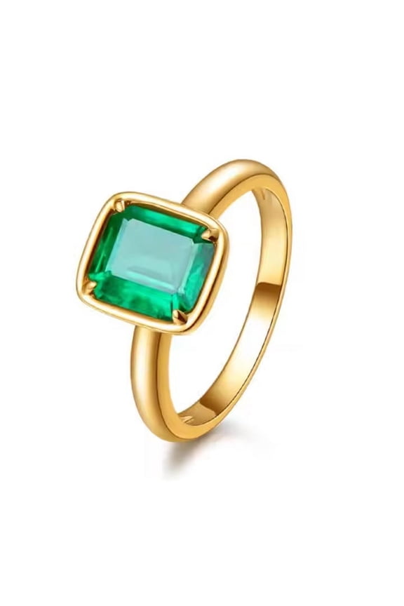 1.73ct Octagon Cut Lab-Created Green Emerald Solitaire Ring in 925 Sterling Silver - Elegant Jewelry Gift for Her, Engagement, or Anniversary