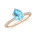 thumbnail image 1 of 1.74 CT Aquamarine Moissanite Ring Side Stone Engagement Ring in Sterling Silver/ Rose Gold Plated Pear Shaped March Birthstone Wedding Ring, Birthday, Anniversary Jewelry, Ring Size 7, 1 of 4