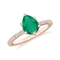 thumbnail image 1 of 1.74 CT Emerald Moissanite Ring Side Stone Engagement Ring in Sterling Silver/ Rose Gold Plated Pear Shaped May Birthstone Wedding Ring, Birthday, Anniversary Jewelry, Ring Size 10, 1 of 4