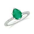 thumbnail image 1 of 1.74 CT Emerald Moissanite Ring Side Stone Engagement Ring in Sterling Silver/ White Gold Plated Pear Shaped May Birthstone Wedding Ring, Birthday, Anniversary Jewelry, Ring Size 5, 1 of 4