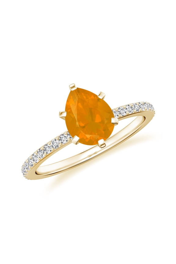 1.74 CT Fire Opal Moissanite Ring Side Stone Engagement Ring in Sterling Silver/ Yellow Gold Plated Pear Shaped October Birthstone Wedding Ring, Birthday, Anniversary Jewelry, Ring Size 7