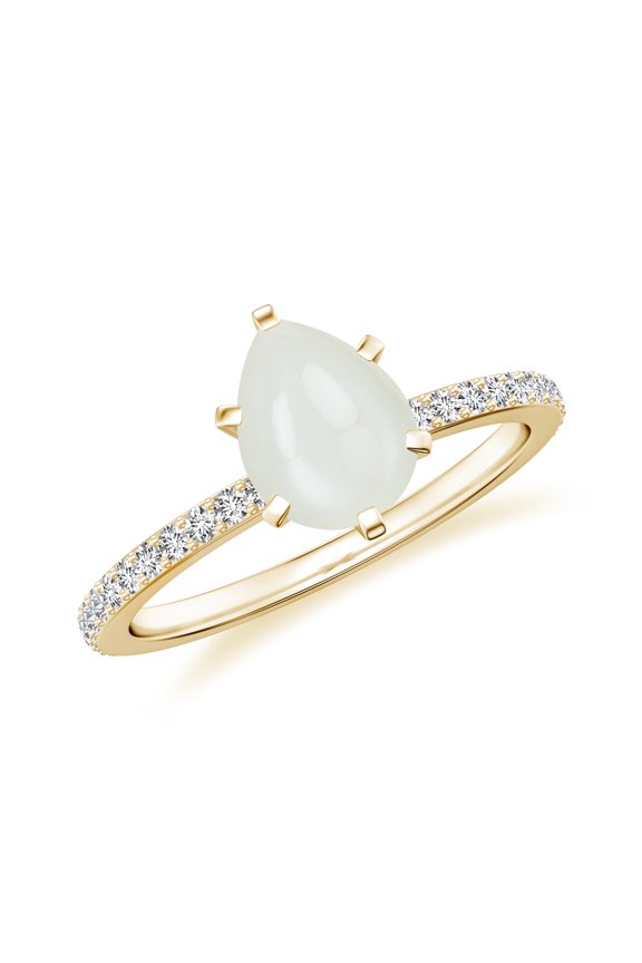 1.74 CT Moonstone Moissanite Ring Side Stone Engagement Ring in Sterling Silver/ Yellow Gold Plated Pear Shaped June Birthstone Wedding Ring, Birthday, Anniversary Jewelry, Ring Size 8