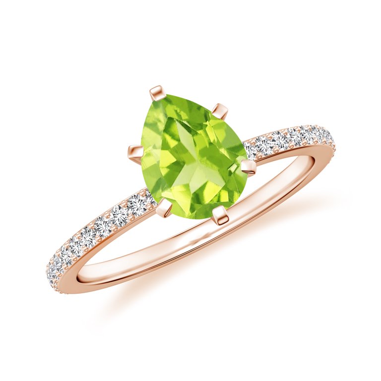 CT Peridot Moissanite Ring Side Stone Engagement Ring in