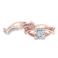 thumbnail image 1 of AFFY 1.74 Carat(Cttw) Round Moissanite & Natural Diamond Wedding Ring Set 14K Solid Rose Gold Ring Size-7, 1 of 2