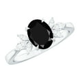thumbnail image 1 of Rosec Jewels Real Black Onyx Oval Engagement Ring for Women - 6X8 mm - Black Onyx Diamond Ring - AAA Grade - with Jewelry Box, 14K White Gold, US 10.00, 1 of 8