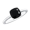 thumbnail image 1 of Rosec Jewels Lab Grown Black Diamond Cushion Cut Engagement Ring - 2.8 Carat - Black Diamond Solitaire Ring - AAAA Grade Certified, 10K White Gold, US 10.50, 1 of 8