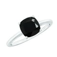 thumbnail image 1 of Rosec Jewels Lab Grown Black Diamond Solitaire Ring for Engagement - 2 Carat - 8 mm Cushion Cut Ring - AAAA Quality Certified, 925 Sterling Silver, US 7.00, 1 of 9