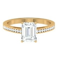 thumbnail image 1 of Rosec Jewels Certified Moissanite Emerald Cut Engagement Ring 2 Carat - D-VS1 Quality Moissanite Solitaire Ring, 14K Yellow Gold, US 10.50, 1 of 8