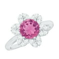 thumbnail image 1 of Rosec Jewels 1.75 CT Pink Tourmaline and Diamond Ring for Women, Elegant Pink Tourmaline Floral Ring, 14K White Gold, US 5.50, 1 of 9