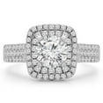 thumbnail image 1 of 1.75 CTW Round Diamond Three-Row Double Cushion Halo Engagement Ring in 14K White Gold - Size 4, 1 of 1