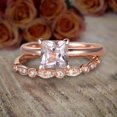 thumbnail image 1 of 1.75 Carat 6mm Princess Cut Morganite & Diamond Moissanite Engagement Bridal Wedding Ring Set Sale with 18k Gold Plating, 1 of 4