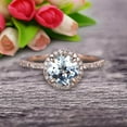 thumbnail image 1 of 1.75 Carat 6mm Round Cut Aquamarine Engagement Ring Wedding Anniversary Gift On 10k Rose Gold Halo Design, 1 of 5