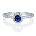 thumbnail image 1 of 1.75 Carat 6mm Round Cut Blue Sapphire And Moissanite Diamond Halo Engagement Ring in 10k White Gold, 1 of 2
