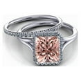 thumbnail image 1 of 1.75 Carat 7x5mm Emerald Cut MorganiteBridal Set with Diamond Moissanites in 10k White Gold, 1 of 3