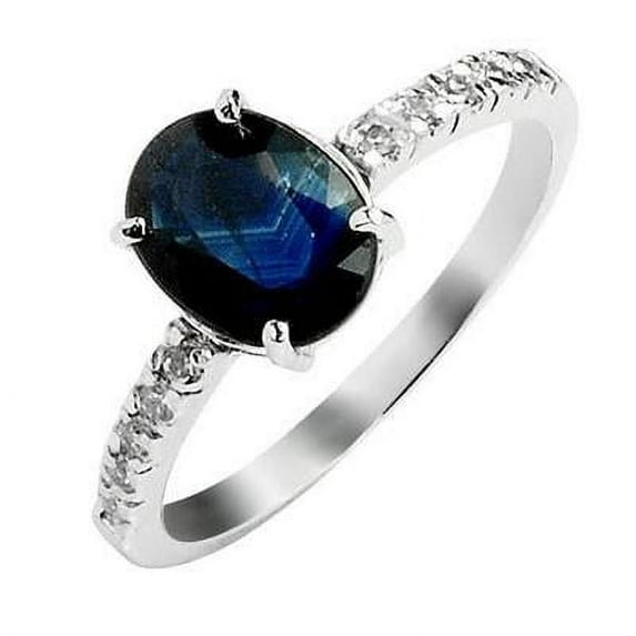 1.75 Carat 8X6mm Oval Cut Blue Sapphire And Diamond Moissanite Engagement Ring On 10K White Gold, Promise Ring, Anniversary Ring