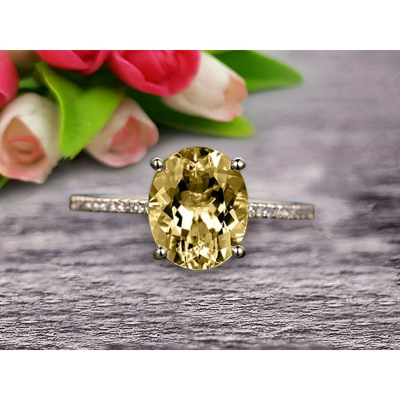 1.75 Carat 8X6mm Oval Shape 10K Rose Gold Champagne Diamond Moissanite Engagement Ring, Gift For Her, Promise Ring, Bridal Set, Matching Band