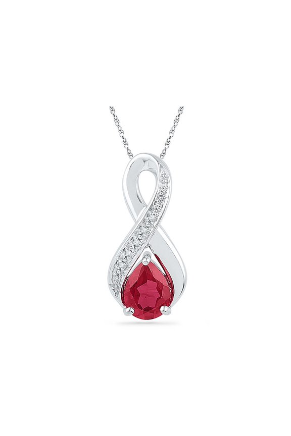 1.75 Carat (Ctw) Lab Created Ruby Infinity Drop Pendant Necklace in Sterling Silver with Chain