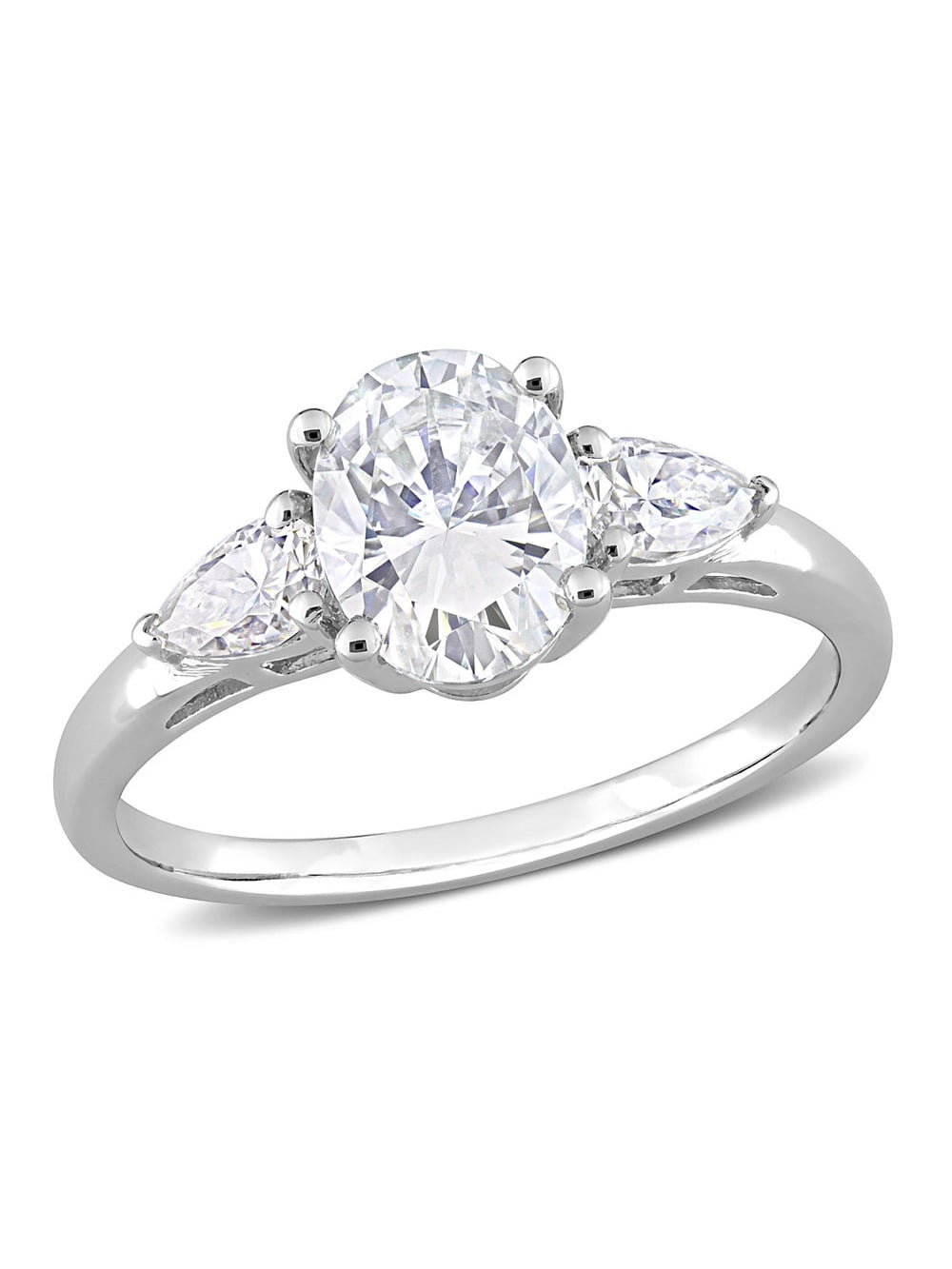 1.75 Carat (Ctw) Lab-Created Three-Stone Moissanite Engagement Ring in Sterling Silver for Women