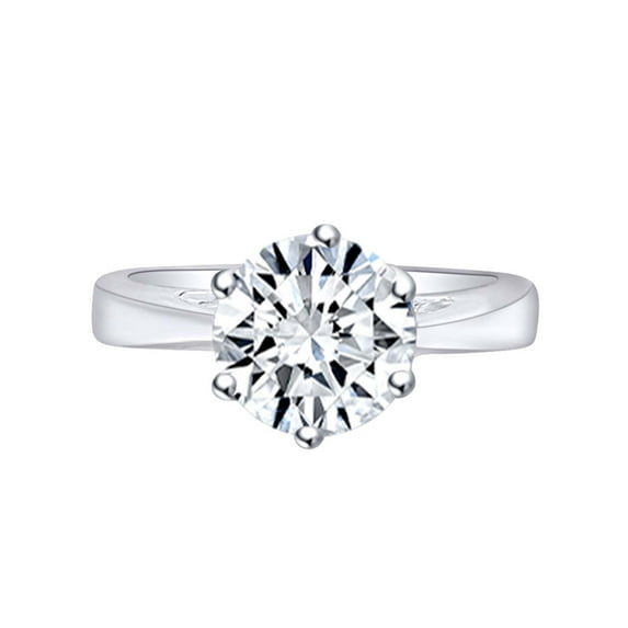 AFFY 1.75 Carat Diameter 8MM G-H-I Color Moissanite Engagement Ring Solitare 14K White Gold Over Sterling Silver Ring Size-5