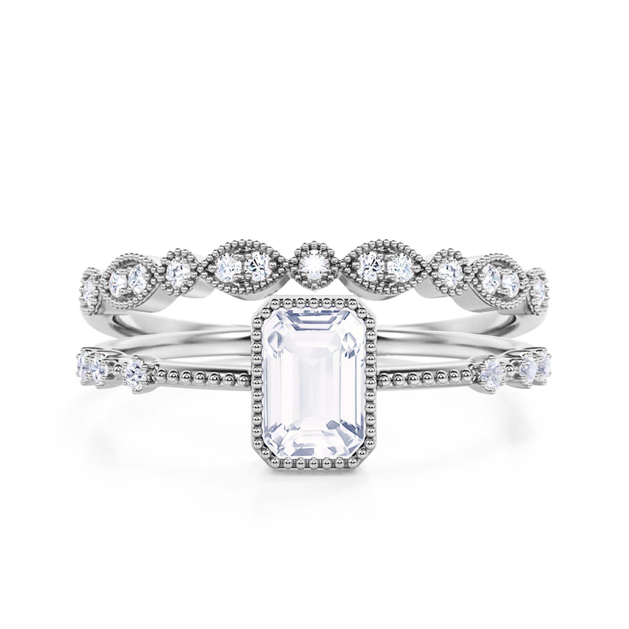 1 75 Carat Emerald Cut Diamond Moissanite Thin Engagement Ring Slim 