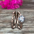 thumbnail image 1 of 1.75 Carat Round Cut Aquamarine Engagement Ring Set 10k Rose Gold Matching Wedding Band Bridal Set, 1 of 5