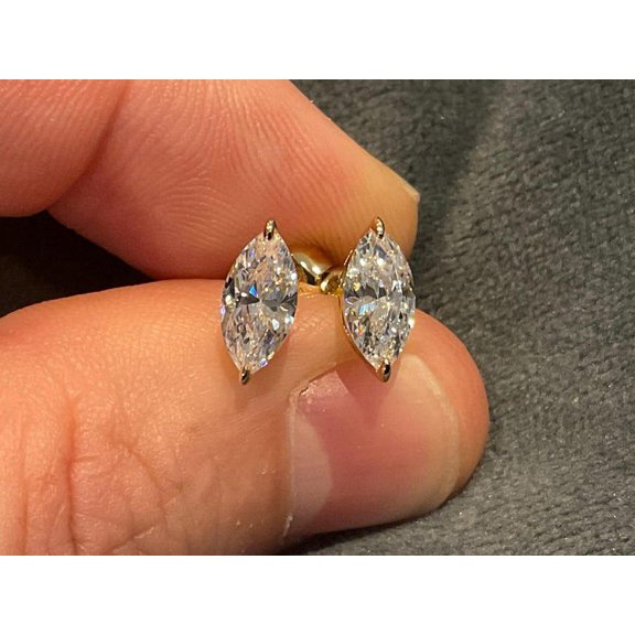 1.75 Ct Marquise Cut Natural White Diamond Stud Earrings
