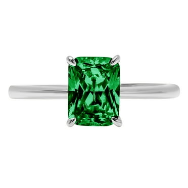 1.75ct Radiant cut - Solitaire - VVS1 Simulated Emerald - 14k White Gold - Bridal Anniversary Engagement Ring