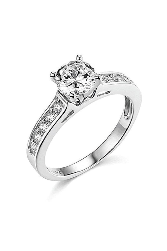 1.75 Ct Round Cut Engagement Wedding Ring Cathedral Setting Solid 14K White Gold