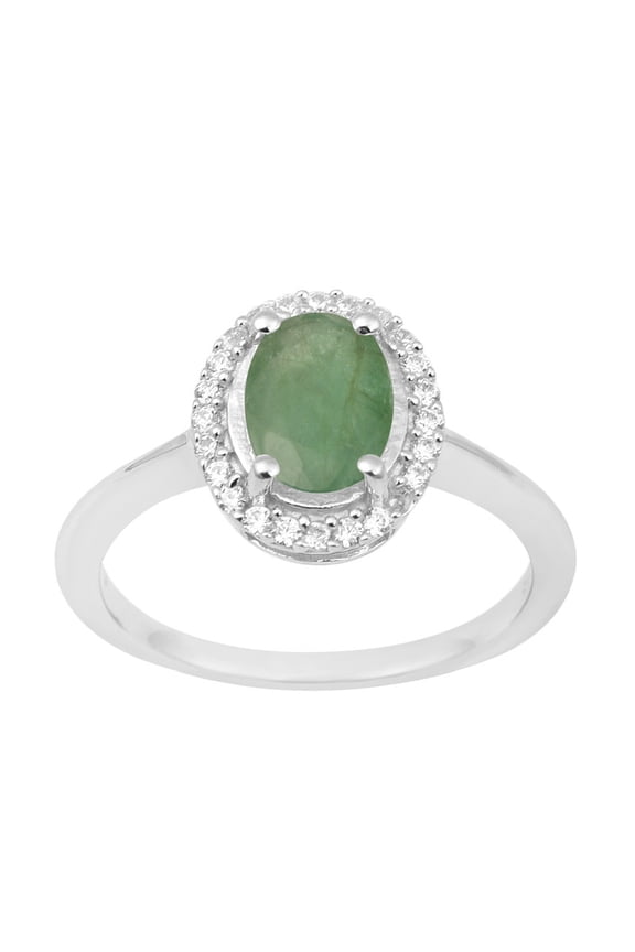 1.75 Ctw Oval Shape Emerald 925 Sterling Silver Solitaire Accents Women Anniversary Ring