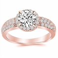 Pave Style Roses 1.75 Ctw Round Halo Style Diamond With Triple Row Pave 14K Rose Gold ...