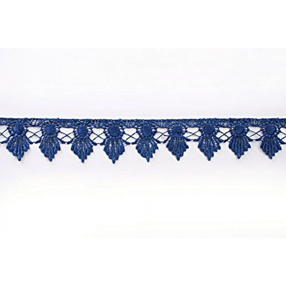 1.75" Embroidered Trim 14 Color Black Blue Lilac Gray Pink Ivory Gold by Yard (Royal Blue)
