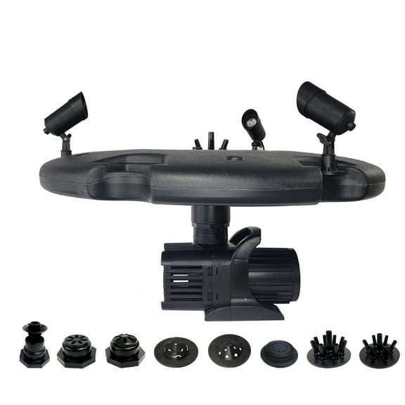 Half Off Ponds Floating Fountain, 1.75 HP, 14800 GPH, 100 ft Cord, 11 Patterns, Color Lights