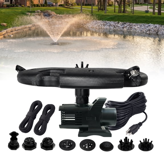 Half Off Ponds Floating Fountain, 1.75 HP, 14800 GPH, 200 ft Cord, 11 Patterns, White LED