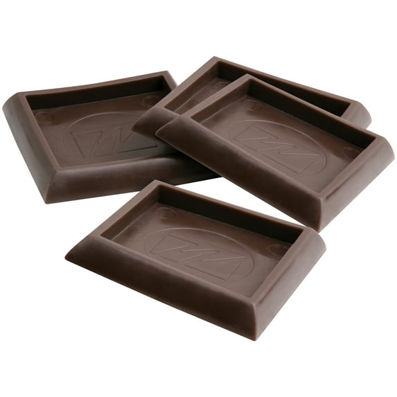 1.75 Inch Square Furniture Caster Cup Brown, Set of 4