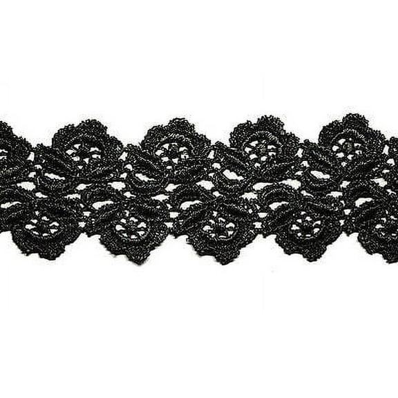 1.75" Off-White Black White Floral Scalloped Venice Lace Trim Guipure By Yardage