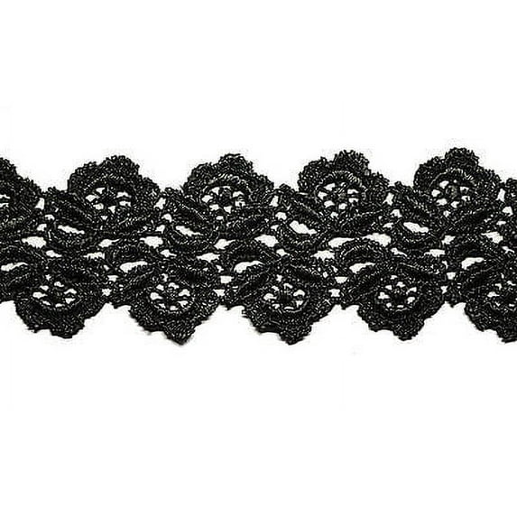 1.75" Off-White Black White Floral Scalloped Venice Lace Trim Guipure By Yardage