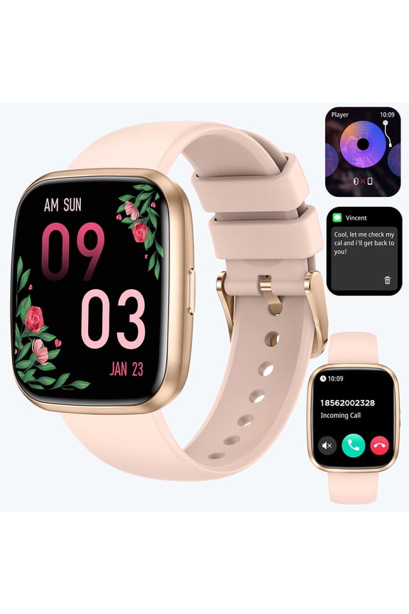 1.75" Smart Watch for Android iPhone, 2026 Men Women Bluetooth Answer/Calls Smartwatches , IP68 Waterproof Fitness Tracker, 100+ Sport Modes ,Weather,Music,Pedometer,Gifts,Pink