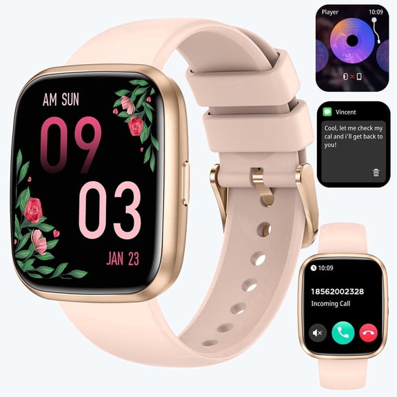 1.75" Smart Watch for Women Men,2026 Bluetooth Calls /Answer Smartwatch for Android Iphone, IP68 Waterproof Fitness Tracker, 100+ Sport Modes,Music,Pedometer,Gifts,5–7 days of usage time，Pink