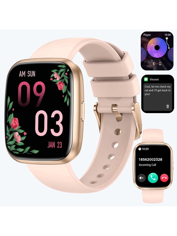 1.75" Smart Watch for Women Men,2026 Bluetooth Calls /Answer Smartwatch for Android Iphone, IP68 Waterproof Fitness Tracker, 100+ Sport Modes,Music,Pedometer,Gifts,5–7 days of usage time，Pink