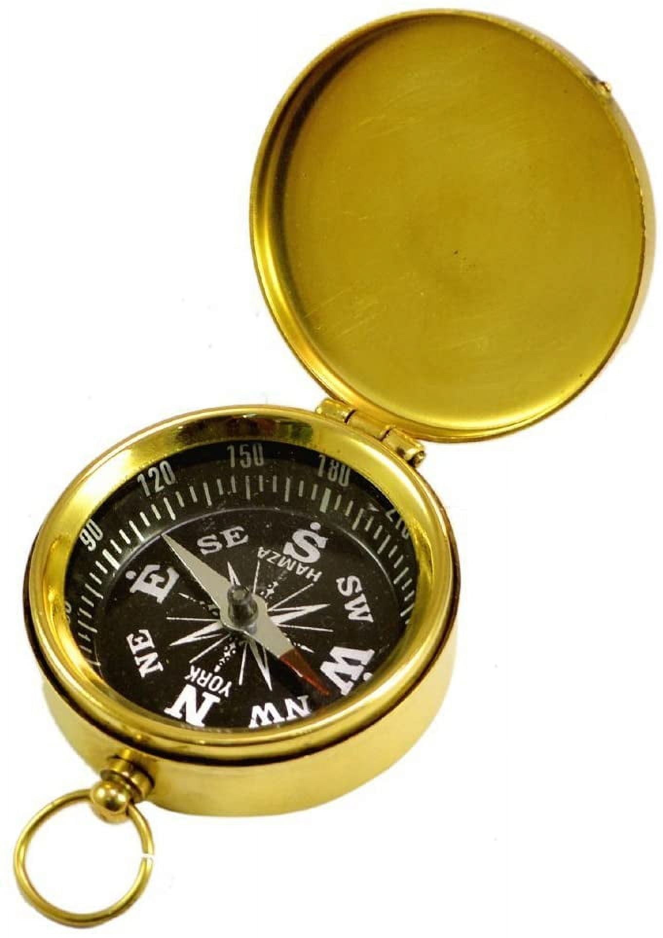 1.75" Solid Brass Nautical Directional Pocket Compass with Chain