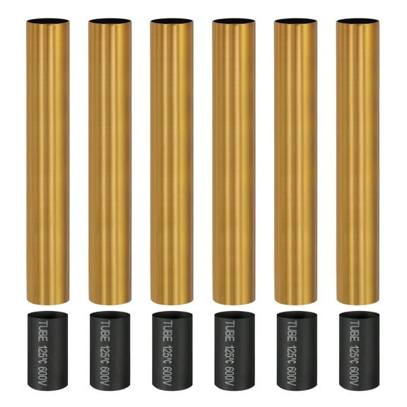 Uxcell Tall Candle Covers Sleeves Metal E12 Chandelier Socket Sleeves for Chandeliers Decoration Gold Bronze 6" 6 Pcs